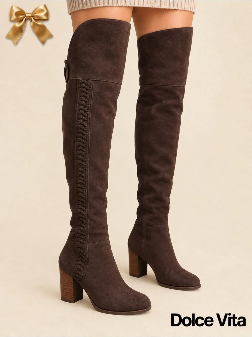 DV by Dolce Vita Dark Brown Suede Over‑The‑Knee Boots Size 8
